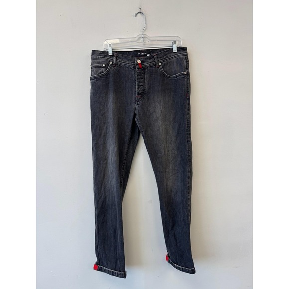 Kiton Other - Kiton Napoli Jeans Mens‎ 34x30 Gray Dark Wash Denim Straight Leg Red Contrast